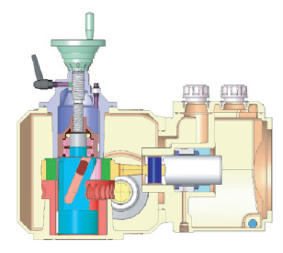 Schematic cutaway diagram of an eccentric drive pump